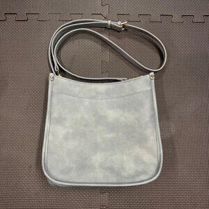 Cluci Gray Faux Leather Crossbody Bag With Adjustable Strap & Gold Hardware